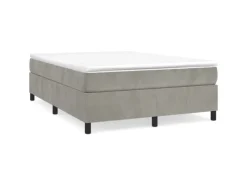 vidaXL Boxspringbett mit Matratze Hellgrau 140x200 cm Samt1399424