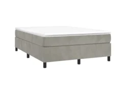 vidaXL Boxspringbett mit Matratze Hellgrau 140x200 cm Samt1399424