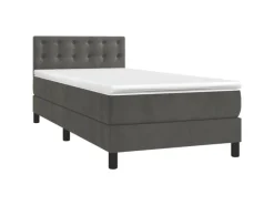 Best vidaXL Boxspringbett mit Matratze Dunkelgrau 90x200 cm Samt1348800