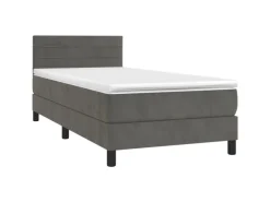 Clearance vidaXL Boxspringbett mit Matratze Dunkelgrau 90x200 cm Samt1389956