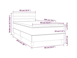 Clearance vidaXL Boxspringbett mit Matratze Dunkelgrau 90x200 cm Samt1389956