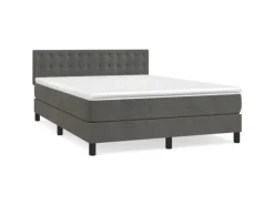 vidaXL Boxspringbett mit Matratze Dunkelgrau 140x200 cm Samt1399197