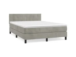 Clearance vidaXL Boxspringbett mit Matratze Hellgrau 140x200 cm Samt1389952