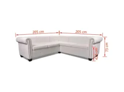 Discount vidaXL Chesterfield Ecksofa 5-Sitzer Kunstleder Weiß