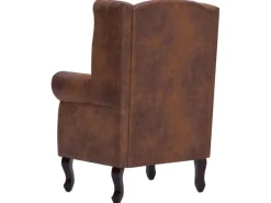 vidaXL Chesterfield-Sessel und Fußhocker Braun Wildleder-Optik