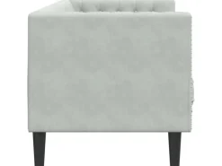 vidaXL Chesterfield-Sofa mit Nackenrollen 3-Sitzer Hellgrau Samt 2157821