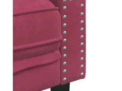 Hot vidaXL Chesterfield-Sofa mit Nackenrollen 3-Sitzer Weinrot Samt 2144773