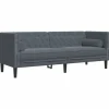 Outlet vidaXL Chesterfield-Sofa mit Nackenrollen 3-Sitzer Dunkelgrau Samt 2162728
