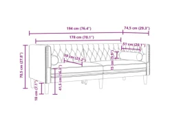 Outlet vidaXL Chesterfield-Sofa mit Nackenrollen 3-Sitzer Dunkelgrau Samt 2162728