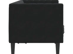Outlet vidaXL Chesterfield-Sofa mit Nackenrollen 2-Sitzer Schwarz Samt 2144771