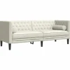 Online vidaXL Chesterfield-Sofa mit Nackenrollen 3-Sitzer Creme Samt 2157823