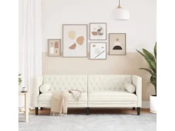 Online vidaXL Chesterfield-Sofa mit Nackenrollen 3-Sitzer Creme Samt 2157823