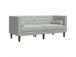 New vidaXL Chesterfield-Sofa mit Nackenrollen 2-Sitzer Hellgrau Samt 2144770