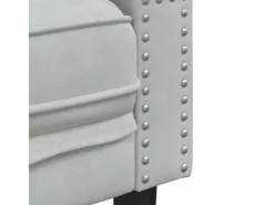 New vidaXL Chesterfield-Sofa mit Nackenrollen 2-Sitzer Hellgrau Samt 2144770