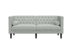 New vidaXL Chesterfield-Sofa mit Nackenrollen 2-Sitzer Hellgrau Samt 2144770