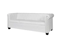 vidaXL Chesterfield-Sofa 3-Sitzer Kunstleder Weiß