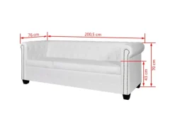 vidaXL Chesterfield-Sofa 3-Sitzer Kunstleder Weiß