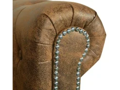 Outlet vidaXL Chesterfield-Sofa 2-Sitzer Kunstleder Braun