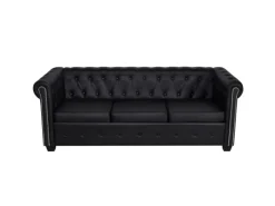 vidaXL Chesterfield-Sofas 2-Sitzer und 3-Sitzer Kunstleder Schwarz