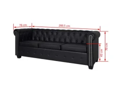 vidaXL Chesterfield-Sofas 2-Sitzer und 3-Sitzer Kunstleder Schwarz