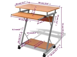 Outlet vidaXL Computertisch Computerwagen PC Tisch Bürotisch Laptop auf Rollen 20052 Braun