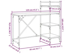 vidaXL Computertisch mit Regal 120x47x109 cm 836213