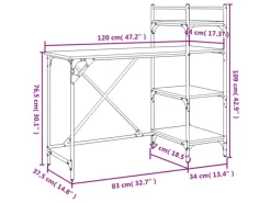 vidaXL Computertisch mit Regal Braun Eiche-Optik 120x47x109 cm 836217