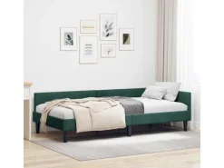 vidaXL Eckbettgestell mit Kopfteil 80 x 200 cm Stoff 42016136 Dunkelgrün