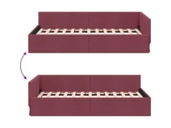 New vidaXL Eckbettgestell mit Kopfteil 90 x 200 cm Stoff 42016046 Weinrot
