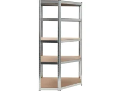New vidaXL Eckregal mit 5 Böden n Stahl & Holzwerkstoff 144264 Silber