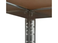 New vidaXL Eckregal mit 5 Böden n Stahl & Holzwerkstoff 144264 Silber