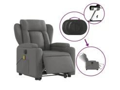 vidaXL Elektrischer Massagesessel mit Aufstehhilfe Dunkelgrau Stoff Modell 6
