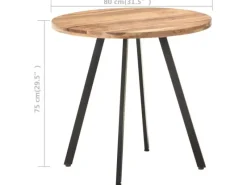 New vidaXL Esstisch 80 cm Massivholz Akazie 320485