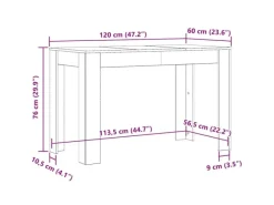 Hot vidaXL Esstisch 120x60x76 cm Holzwerkstoff 800432 Weiß
