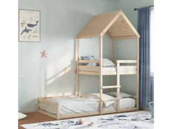 vidaXL Etagenbett mit Dach 80x200 cm Massivholz Kiefer2012220