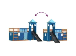 Online vidaXL Etagenbett mit Rutsche und Gardinen Blau 90x200 cm2097616