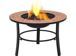 vidaXl Feuerstelle Mosaik Keramik Terracotta 68 cm