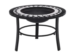 Hot vidaXL Feuerstelle Mosaik Keramik Schwarz und Weiß 68 cm