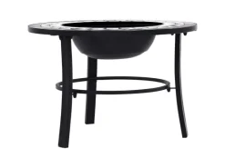 Hot vidaXL Feuerstelle Mosaik Keramik Schwarz und Weiß 68 cm