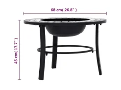 Hot vidaXL Feuerstelle Mosaik Keramik Schwarz und Weiß 68 cm