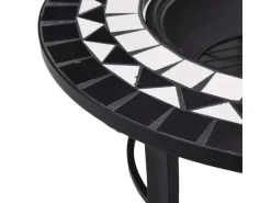 Hot vidaXL Feuerstelle Mosaik Keramik Schwarz und Weiß 68 cm