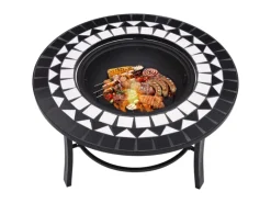 Hot vidaXL Feuerstelle Mosaik Keramik Schwarz und Weiß 68 cm