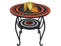Sale vidaXL Feuertisch Mosaik Keramik Terracotta und Weiß 68 cm