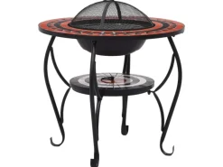 Sale vidaXL Feuertisch Mosaik Keramik Terracotta und Weiß 68 cm