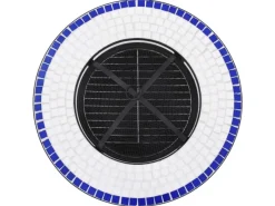 vidaXL Feuertisch Mosaik Keramik Blau und Weiß 68 cm