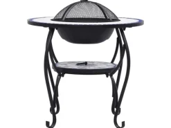 vidaXL Feuertisch Mosaik Keramik Blau und Weiß 68 cm