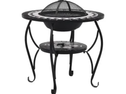 New vidaXL Feuertisch Mosaik Keramik Schwarz und Weiß 68 cm