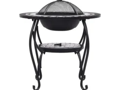 New vidaXL Feuertisch Mosaik Keramik Schwarz und Weiß 68 cm