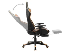 vidaXL Gaming-Stuhl mit Fußstütze Schwarz und Orange Kunstleder Modell 1