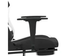 New vidaXL Gaming-Stuhl mit Fußstütze Schwarz und Weiß Stoff Modell 1